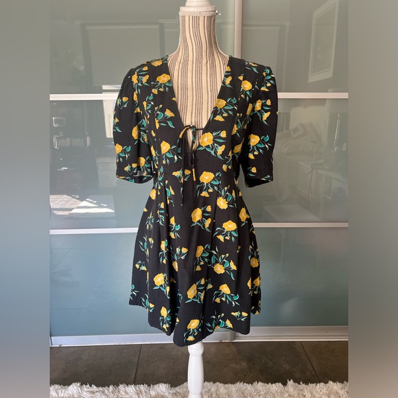 Free People Adelle Black Combo Floral Tunic Dress - Picture 2 of 4